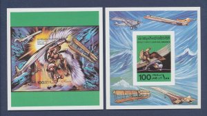 LIBYA - Scott 774 & 775  - MNH S/S imperforate - airplanes - 1978