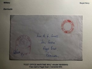 1940s HM Ship British Royal Navy England Censored Cover To Bermuda