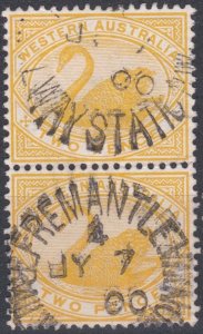 Western Australia 1899 Sg113 2d Bright Yellow Used Pair Nice Cancel