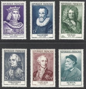 France B294-99 Famous Men (1955) mint OG, fresh and Very Fine