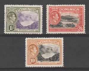DOMINICA 1938 KGVI PICTORIAL 1/- 2/6 AND 10/-