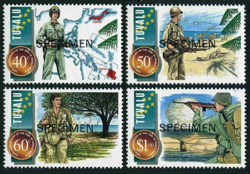 Tuvalu 704-707 SPECIMEN,MNH.Mi 725-728. World War II,end-50,1995.Atomic mushroom