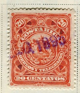 COSTA RICA;   1892 early classic issue fine used 20c. value