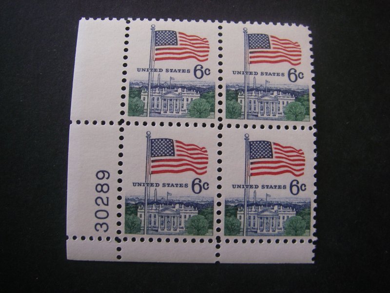 Scott 1338, 6c Flag over White House, PB4 #30289 LL, MNH Regular Beauty