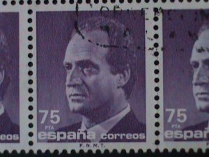 SPAIN-1989-SC# 2440-JUAN CARLOS CTO BLOCK OF10 VF FANCY CANCEL-KEY STAMPS