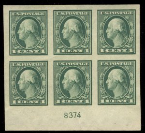 US #481 PLATE BLOCK, SUPERB mint never hinged,   A SUPER CLASSIC PLATE!