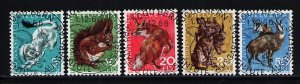 Switzerland B360-B364 used stamps superb cancels squirrel red fox Pro Juventute