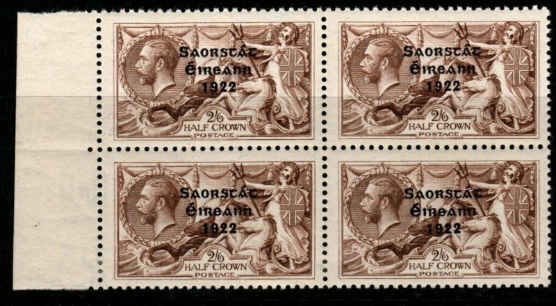 IRELAND SG64 1922 2/6 CHOCOLATE-BROWN MNH BLOCK OF 4