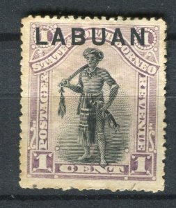 NORTH BORNEO LABUAN; 1890s pictorial Optd. issue unused 1c. value