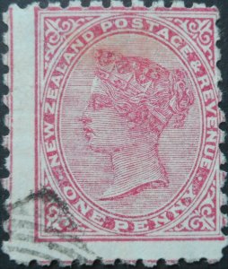 New Zealand 1893 One Penny with Crease's Coffee in Mauve advert SG 218j used