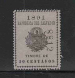 SALVADOR. EL 1891 50c REVENUE TAX STAMP MINT VF NH O.G (6SAL)