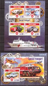 Sierra Leone 2015 Special Transport Cars Trucks Helicopters Sheet + S/S MNH