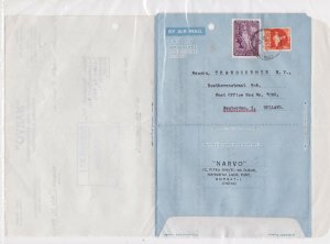 India 1966 NARVO Importers Commercial Stamped Aerogramme to Holland Ref  26658