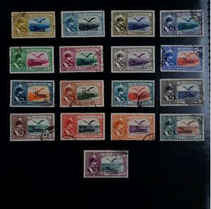 1935 Iran Persia Airmail Set with overprint of Iran rare complete set used