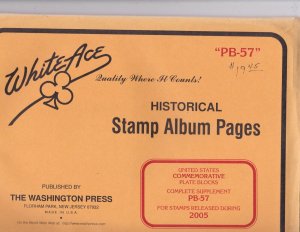 KAPPYSstamps WHITE ACE PLATE BLOCK PAGES SUPPLEMENT PB-57 FOR 2005 #30