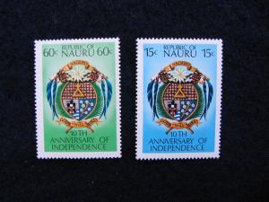 Nauru – 1978 – 10th Anniversary of Independence – SC#’s 159 & 160 - MINT