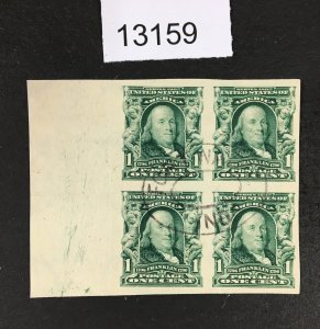 MOMEN: US STAMPS  # 314 USED BLOCK VF $95+ LOT #13159