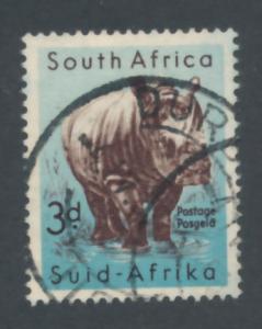 South Africa 1954 Scott 204 used - 3p, White Rhinoceros