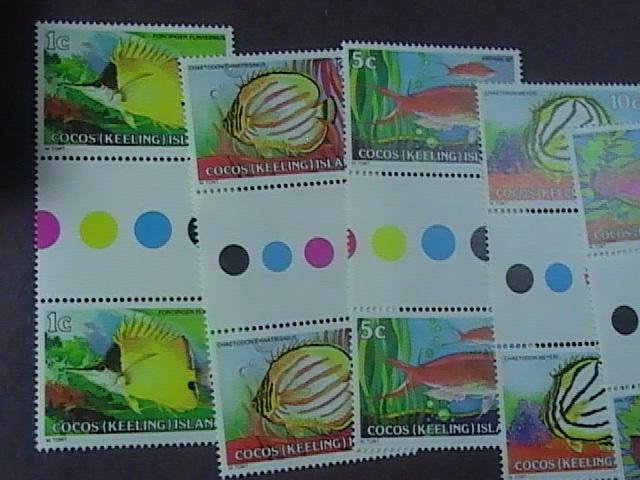 COCOS ISLANDS # 34-50-MNH-COMPLETE SET-TRAFFIC LIGHT/GUTTER PAIRS--FISH--1979(B)