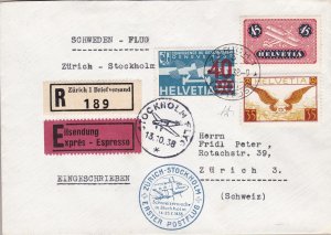 1938 SWITZERLAND, First flight Zurich - Stockholm Recommended Express