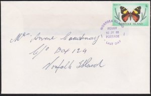 NORFOLK IS 1980 cover - commem pmk Last Day of local 1c postage........... B3648