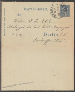 Germany 1900 Berlin Kartenbrief  Local Private Stadtpost Cover USED G102418