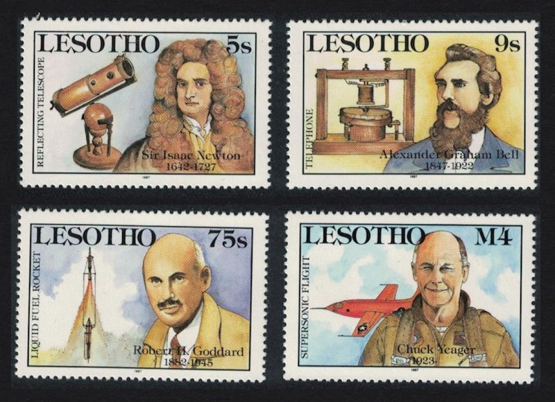 Lesotho Isaak Newton Telephone Rocket Plane Great Discoveries 3v SG#761-764