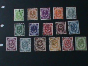 GERMANY-1951 SC#670-85-NUMERAL & POST HORN USED COMPLETE SET VERY FINE