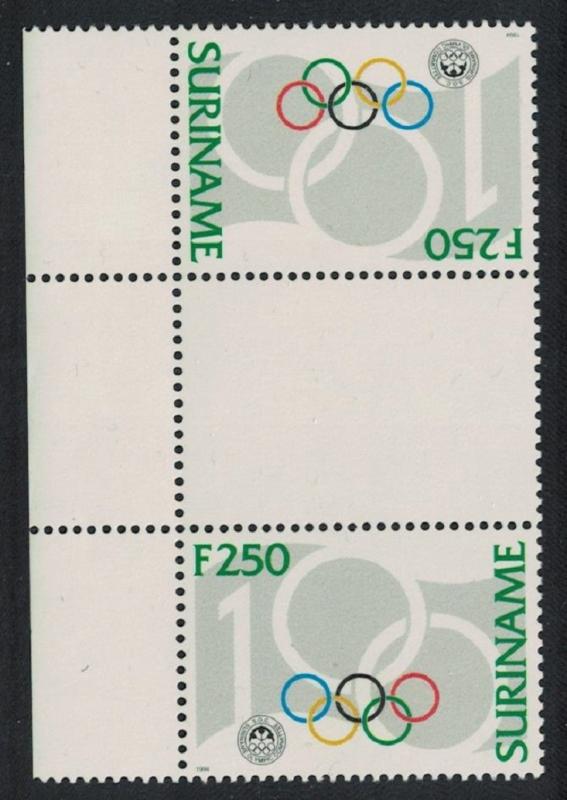 Suriname Cent of International Olympic Committee 1v Gutter Pair Tete-beche