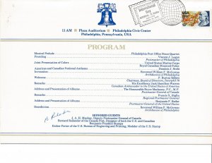 Signed USPS Canada Post Jt FDC Ceremony Program #1690 C1 Franklin INTERPHIL