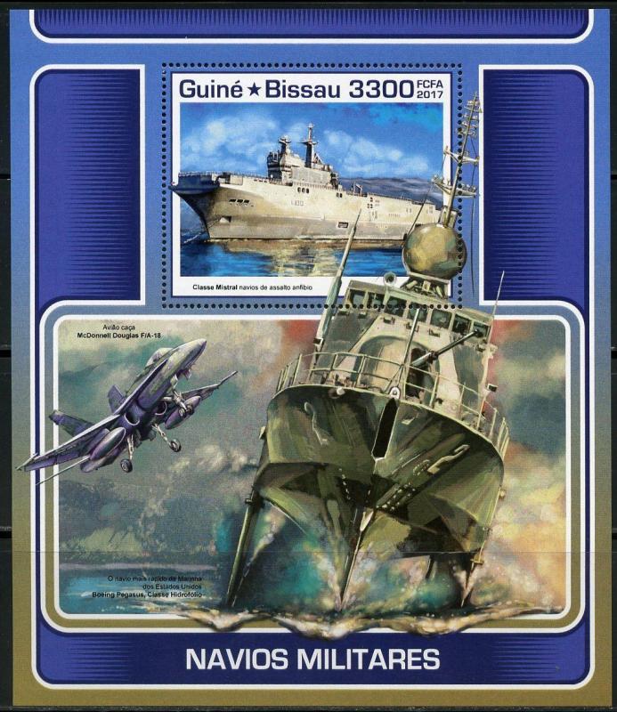 GUINEA BISSAU 2017 MILITARY NAVAL VESSELS  SOUVENIR SHEET MINT NEVER HINGED