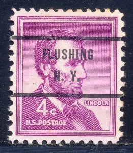 Flushing NY, 1036-71 Bureau Precancel, 4¢ Lincoln