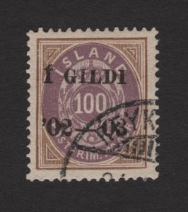 Iceland 1902 100o Gildi Top Value #68 Facit 44 VF Used