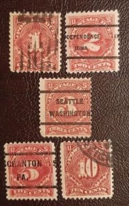 US Scott # J61-J65; 5 used Postage Due stamps from 1917. VG/VF centering