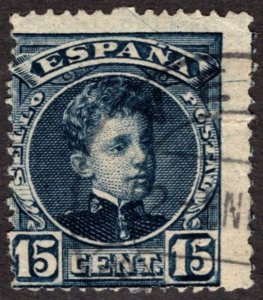 1901, Spain, 15c, King Alfonso XIII, Used, Sc 275