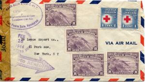 HONDURAS FEB 18, 1944  CENSORED COVER TO NEW YORK