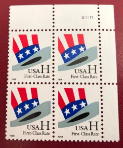 Usa stamp scott# 3260 H rate 1998 block of 4 corner MNH