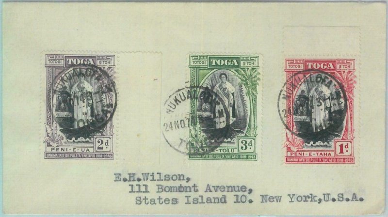 83440 -  TONGA  - POSTAL HISTORY  -   COVER  to USA 1943  from  NUKUALOFA