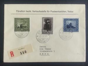 1951 Vaduz Lichtenstein cover to Langenthal # B19-B21 Complete Set Registered