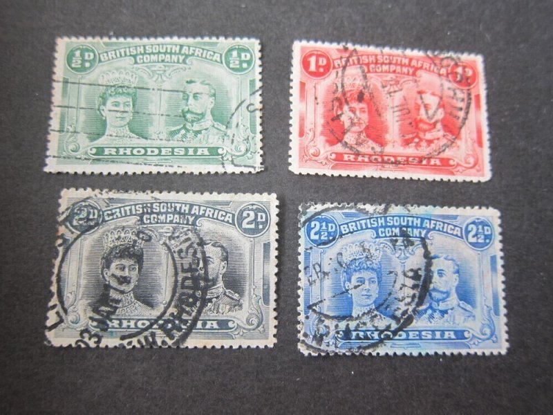 Rhodesia 1910 Sc 101-104 FU