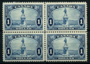 ?#227 block of 4, Champlain $1.00, SUPERB  -  VF MNH, Cat$480 Canada mint 