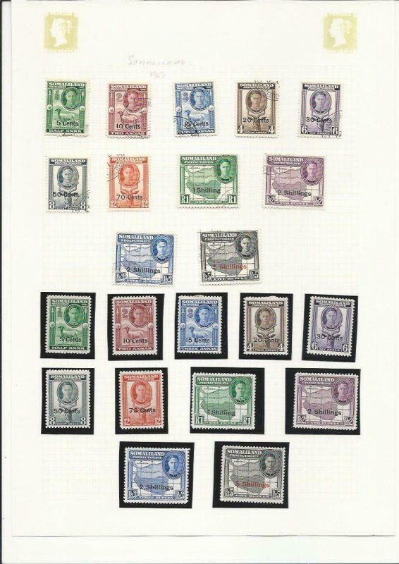 SOMALILAND 1951 SET OF ELEVEN MINT & USED ON SHEET SG 125/135 CAT £125