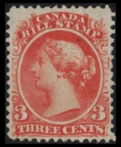 CANANA REVENUE 1865 QUEEN VICTORIA 3c #FB20 VF UNCANCEL CV $20. CREASE SEE SCAN