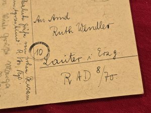 Nazi German Third Reich Postcard RAD VATERLAND w Adolf Hitler stamp WW2 WWII