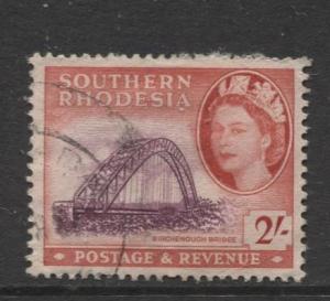 Southern Rhodesia- Scott 90 - QEII Definitives -1953 - Used- Single 2/- Stamp