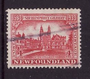 Newfoundland- Sc#215-used 4c Eton College-id#356-1933-