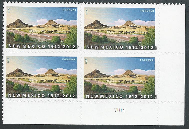 US Plate Block, Cat #4591, New Mexico, MNH*-