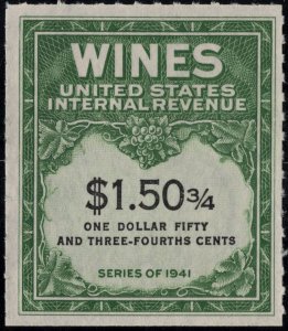 RE195 $1.50¾ Wine Revenue Stamp (1951) NGAI/NH
