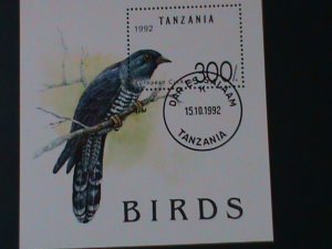 ​TANZANIA-1992-SC#985 LOVELY EUROPAN CUCKOO  BIRD CTO S/S-VERY FINE LAST ONE