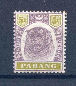Pahang 5c Dull Purple and Olive Yellow SG16 Mounted mint